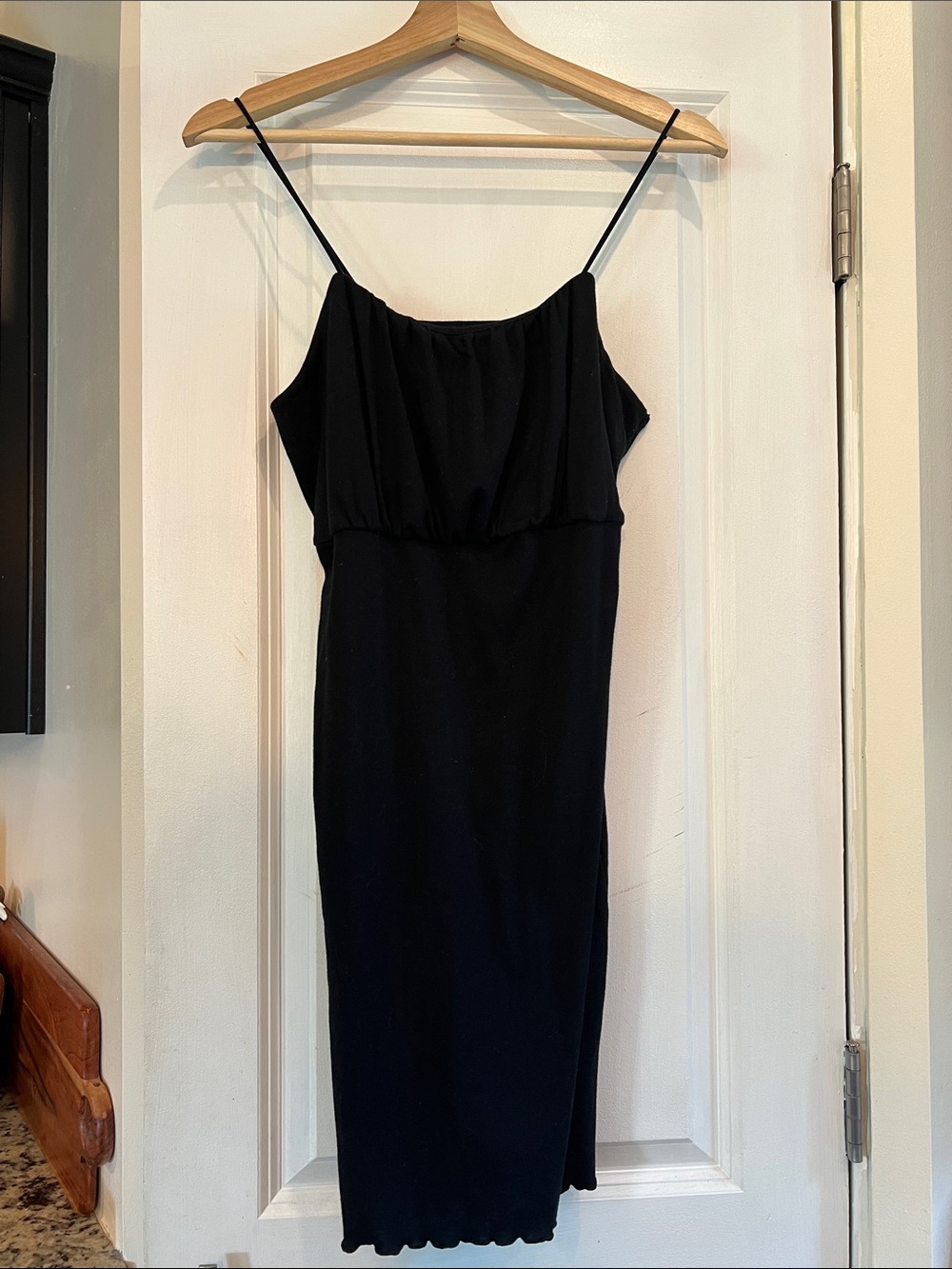 Black Spaghetti-Strap Midi Dress